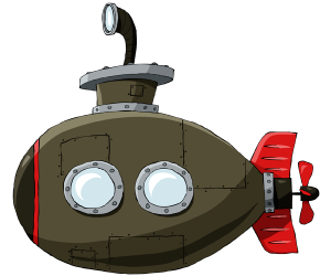A submarine, an underwater watercraft Game