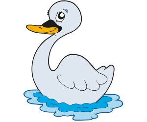 A swan, a large aquatic bird Game