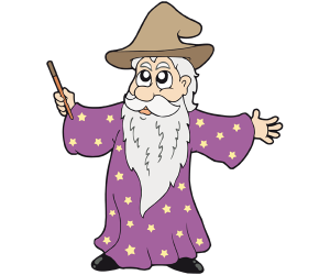 An old wizard or sorcerer with a magic wand Game