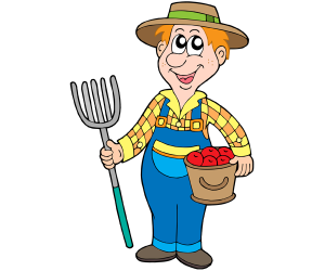 Farmer with a basket of fruit. Agriculture Game
