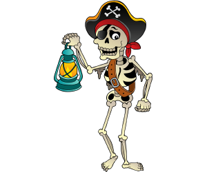 Living skeleton of a pirate with a lantern Game
