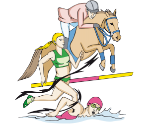 Modern pentathlon, three of the five events Game