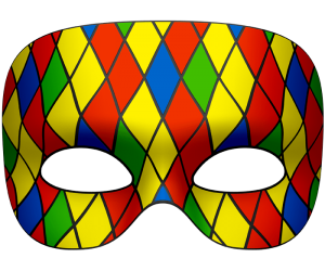 Multicolored mask for harlequin Game