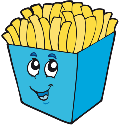 Portion of fried potatoes in a carton Game