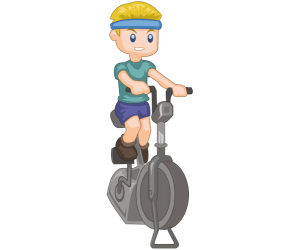 The athlete pedaling on the exercise bike Game