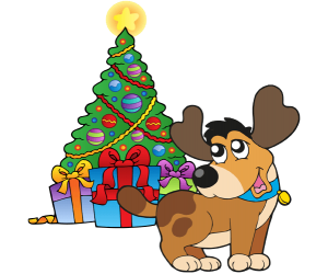 The dog with the Christmas fir Game