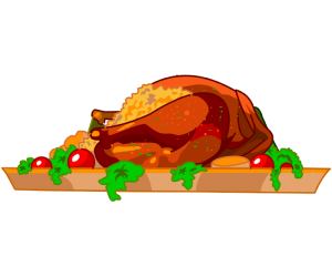 The traditional dish, a roasted turkey Game