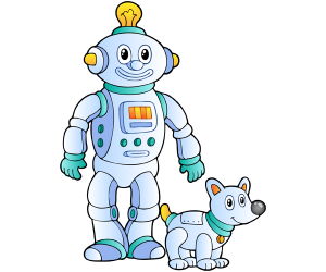 Two robots, a man robot and a dog robot Game