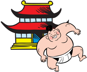 Typical of Japan, the sumo and houses as temples Game
