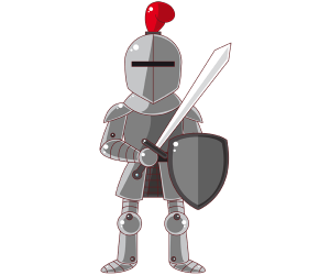 Warrior of middle ages with armor and shield Game