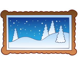 Winter landscape, a painting as decoration Game